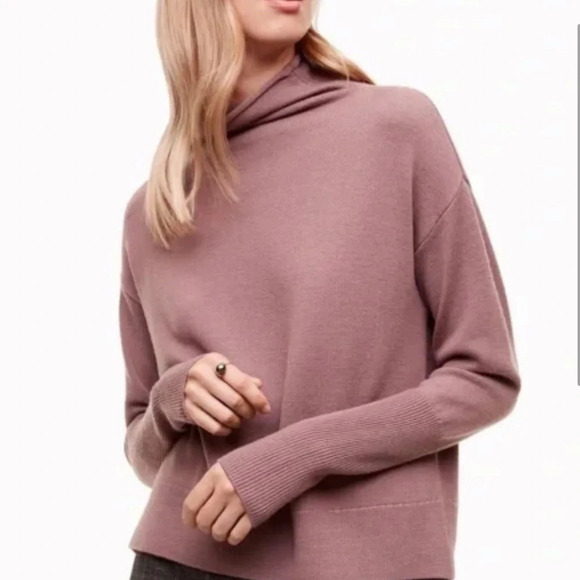 Aritzia Wilfred 100% Merino Wool Turtleneck Knit Sweater Mauve Size XS Ribbed - Picture 1 of 11